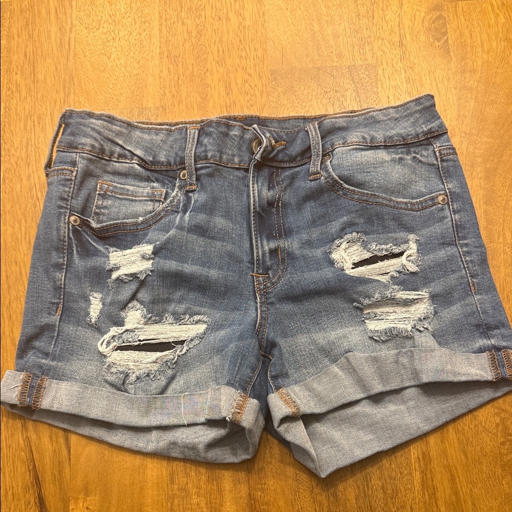Aeropostale Blue Distressed Jean Shorts